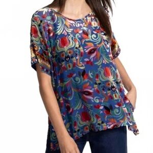 Johnny Was Blue and Red Floral Blouse